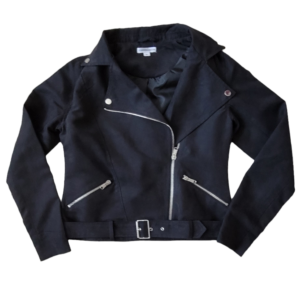 Faux Suede Jacket Belt Detail Spring Coat